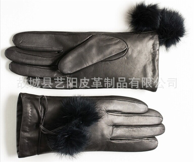 女士高貴大方時(shí)尚休閑保暖系列 2014新款皮毛一體手套廠家直銷(xiāo)